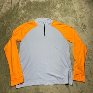Fabletics Pullover Activewear Running Top Half Zip‎ Athletic Orange Blue L